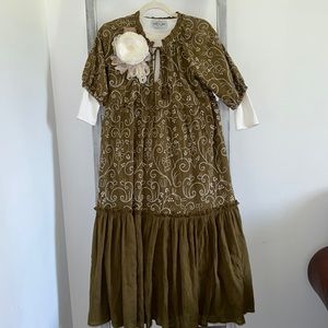 Reba Green Embroidered Dress Size S